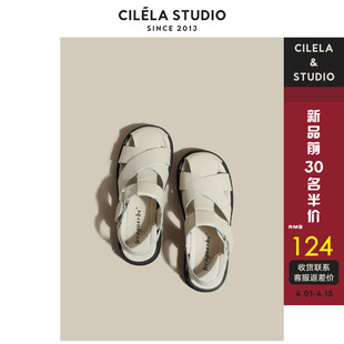 【CILELA】罗马凉鞋 厚底镂空包头女2022春夏新款编织平底单鞋