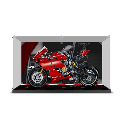 适用乐高42107杜卡迪摩托车积木模型亚克力展示盒透明收纳防尘罩