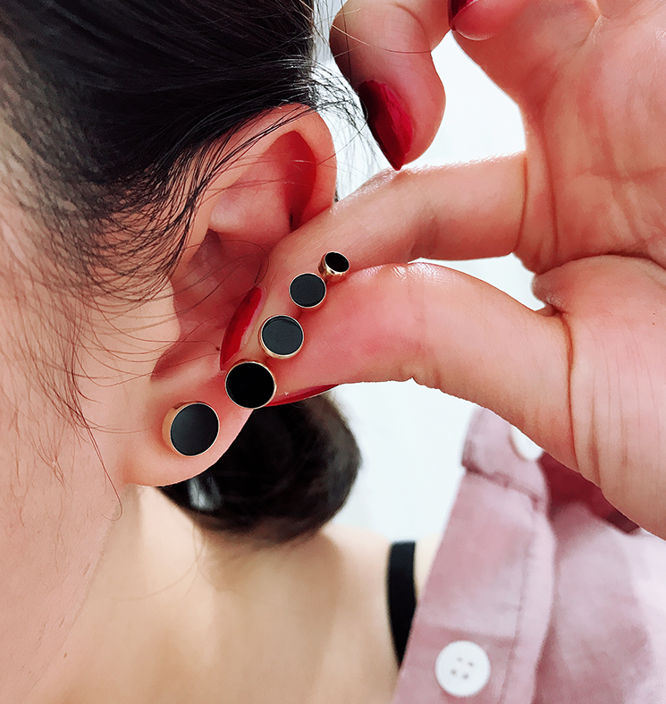 莫桑石黑玛瑙耳钉欧美