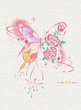ZingTattoo纹身贴 玫瑰烟花蝴蝶 可爱ins风 防水持久MaryJane嘻嘻