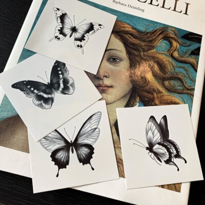 zingtattoo纹身贴纸小图案蝴蝶4只装锁骨脚踝手臂ins风女花臂持久