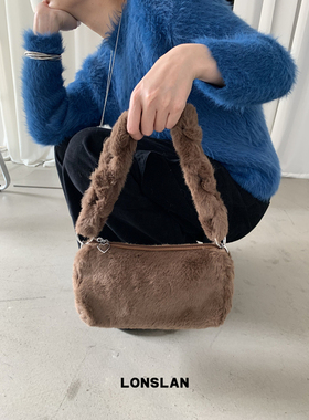 Lonslan BAG 2024WINTER秋冬可爱毛绒高级感手提小方包