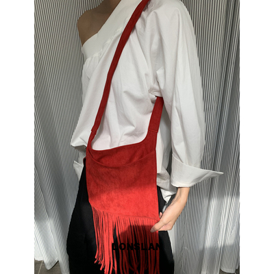 Lonslan BAG 2025NEW早秋复古个性麂皮绒流苏百搭亮眼斜挎包