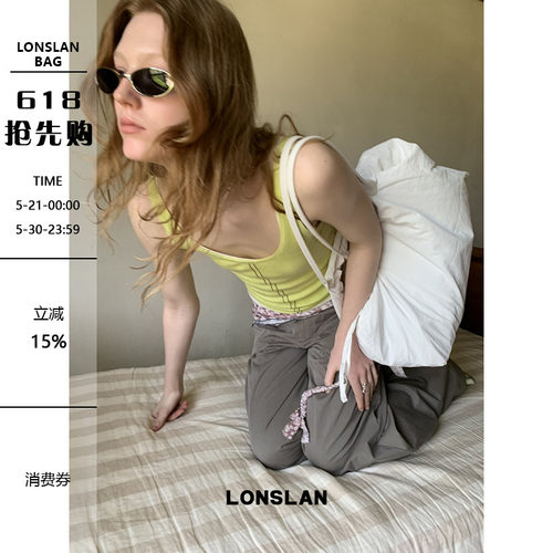 Lonslan Bag 2026新款休闲尼龙抽绳大容量单肩包通勤日常包包