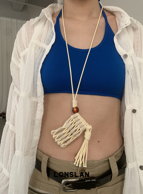 Lonslan BAG 2025NEW气质百搭挂脖编织耳机包小废包凹造型包包