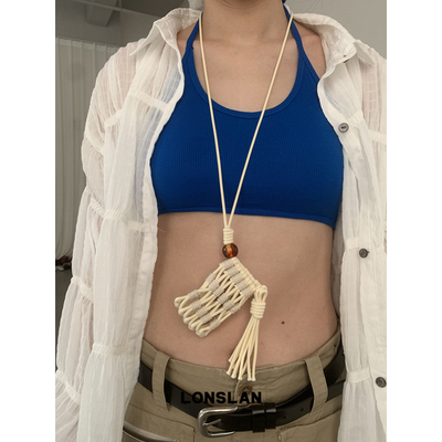 Lonslan BAG 2025NEW气质百搭挂脖编织耳机包小废包凹造型包包