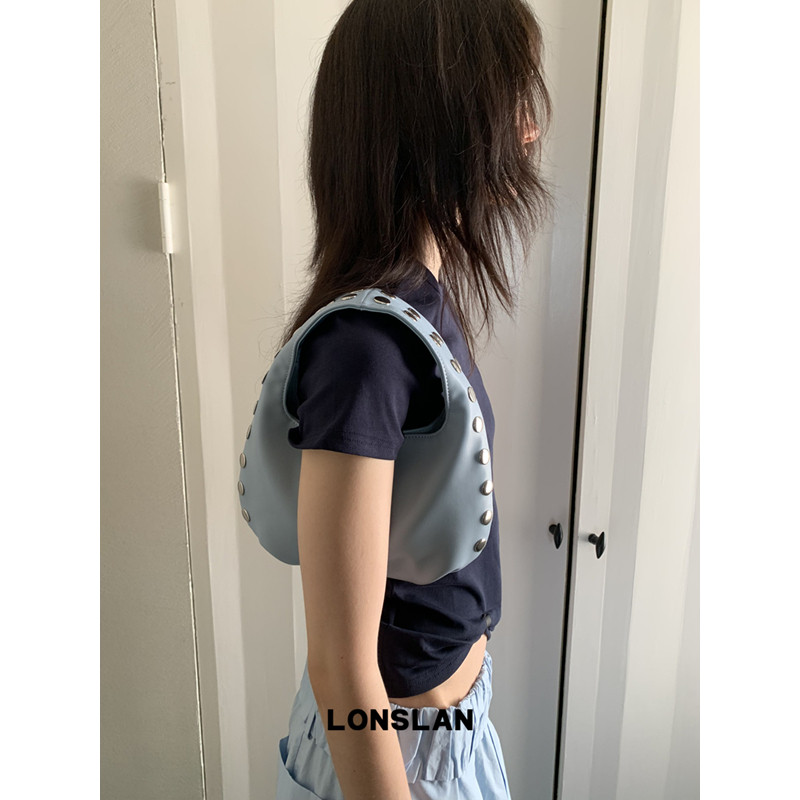 Lonslan Bag 2026设计感铆钉月牙腋下包手提时尚单肩包日常通勤包图片
