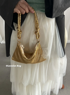 Lonslan BAG 2024春季新款小众珠片绑结设计简约高级单肩腋下包女