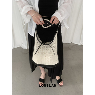 NEW 2025 镂空渔网大容量旅游草编单肩包 BAG Lonslan