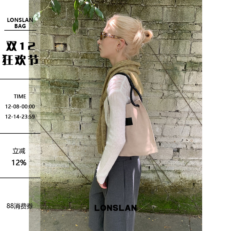 Lonslan BAG 2025NEW早秋休闲简约麂皮百搭腋下手提包包