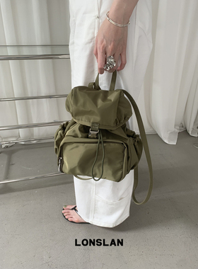 Lonslan BAG 2025春夏亮色吸晴双肩出行包包尼龙抽绳包