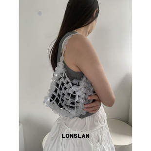 Lonslan BAG 2025  NEW 圆片手工编织超出片透明设计手提包