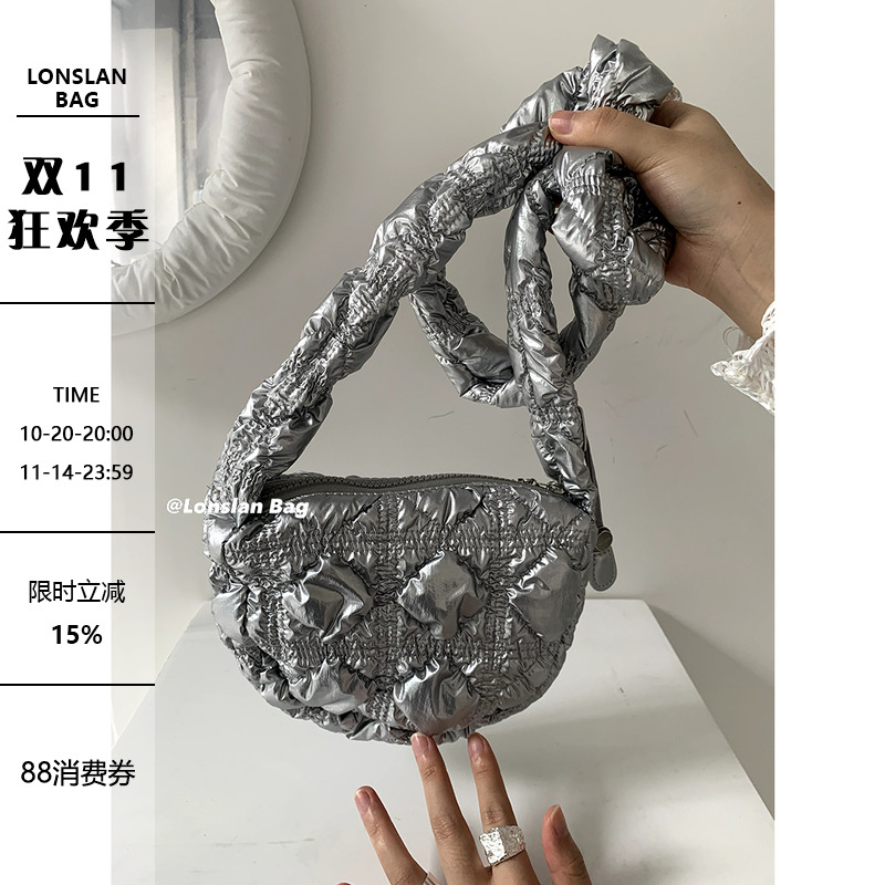 LonslanBag2023SS褶皱斜挎包