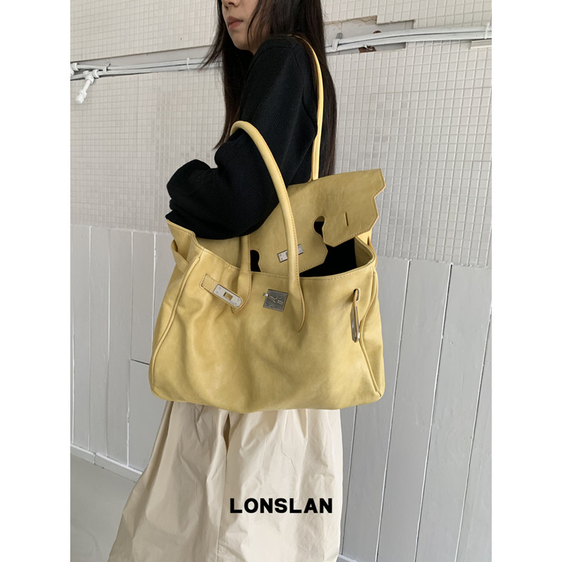 Lonslan Bag 26早秋随性复古大容量旧色单肩手提包托特包