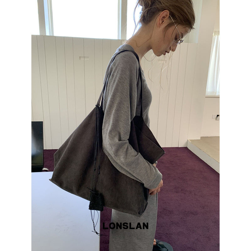 Lonslan BAG 26早秋 时尚个性复古大容量通勤单肩包软皮斜挎包图片
