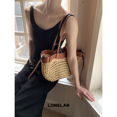 Lonslan Bag 2026新款复古百搭编织翅膀包手工钩织草包单肩包