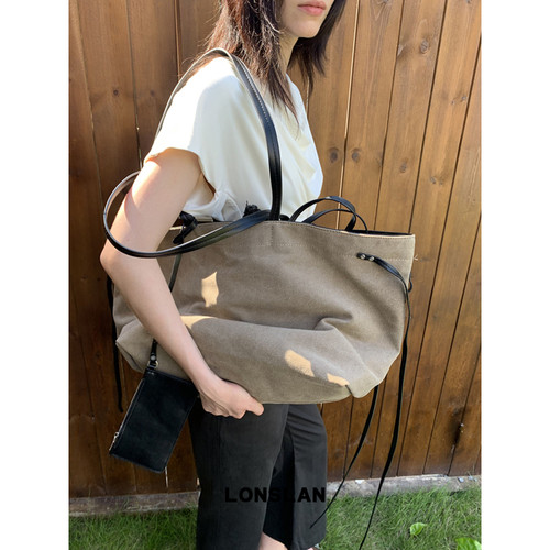 Lonslan Bag 2026新款大容量帆布托特通勤包休闲手提单肩包