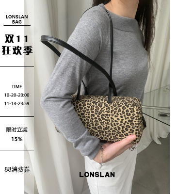 Lonslan BAG 2025NEW早秋复古麂皮绒时尚法棍包大容量通勤包