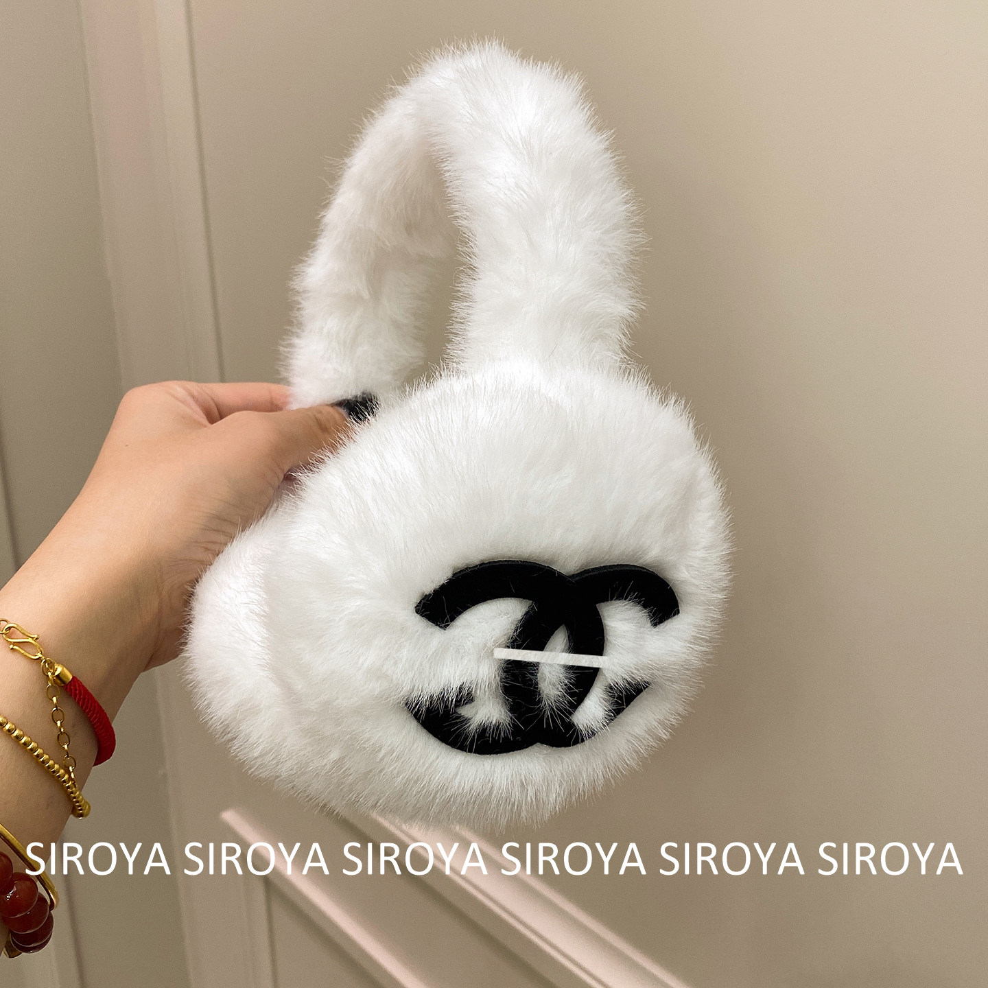 高颜值小香风毛绒耳罩女冬保暖耳包护耳防寒折叠耳捂耳套围脖套装