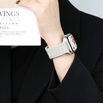 官方款适用苹果iwatch手表S10表带新款s9三株硅胶S8运动回环applewatch10创意SE男女ultra2高级感46mm手表带