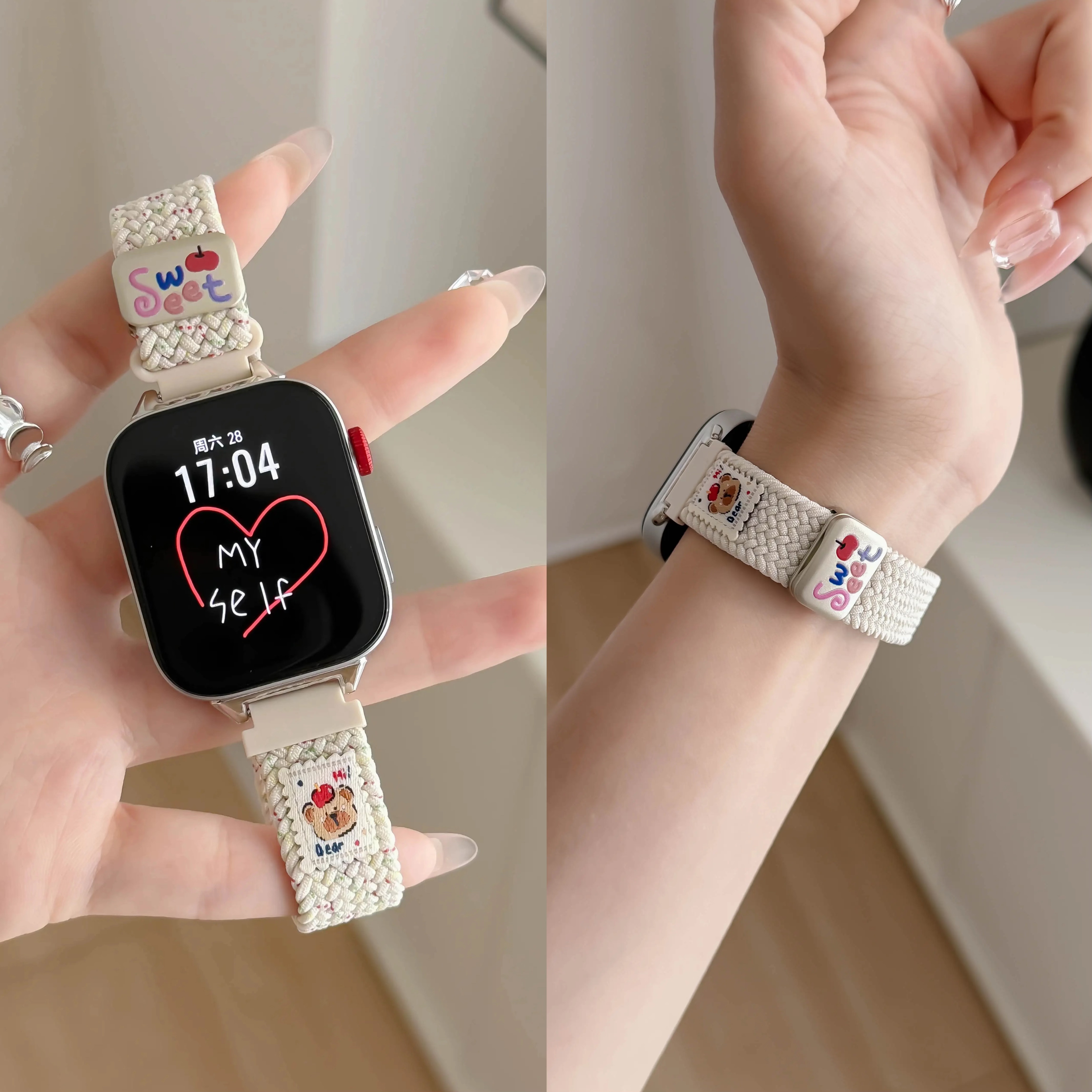 夏天透气款适用华为于FIT4表带fit3手表智能手环watchfit4pro运动编织腕表带fit2金属磁吸表链new替换带女士