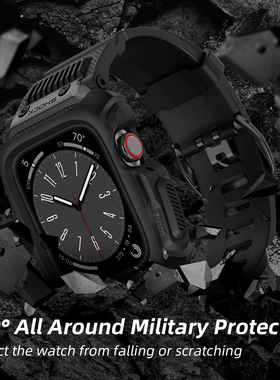 适用苹果S9手表表带AppleWatch9/8星际款一体式iwatch78/6代硅胶SE表壳迷彩一体保护套户外男潮流45/44/42mm