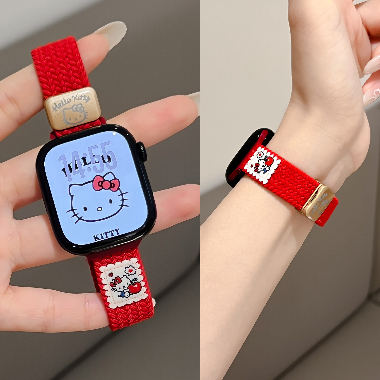 新年红色s11编织运动弹力腕带