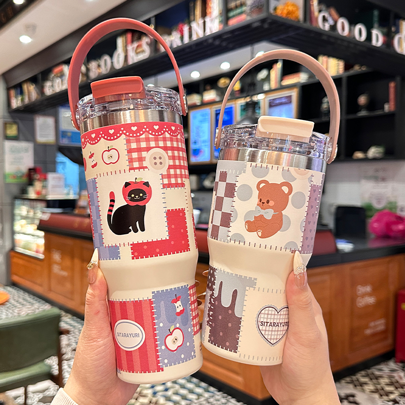 保温杯大容量女高颜值吸管保冷杯