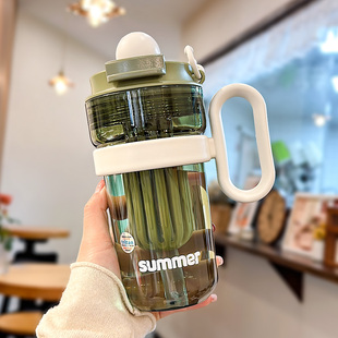女耐高温泡茶杯高级感吸管杯带手柄大容量泡茶杯 轻奢水杯2024新款