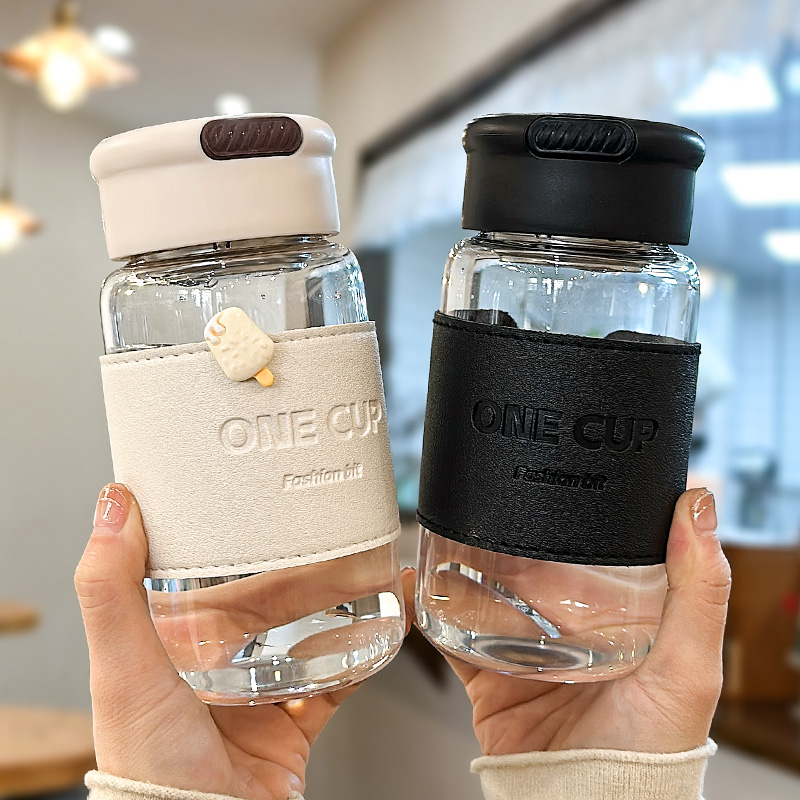 小清新简约玻璃杯耐高温带茶隔