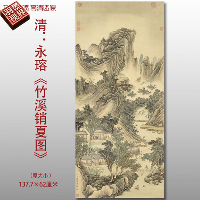 清代永瑢竹溪销夏图山水人物画复