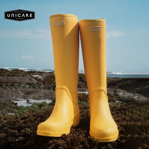 UNICARE高筒雨鞋女 时尚小尾巴长筒雨靴户外街边防水防滑外穿水鞋