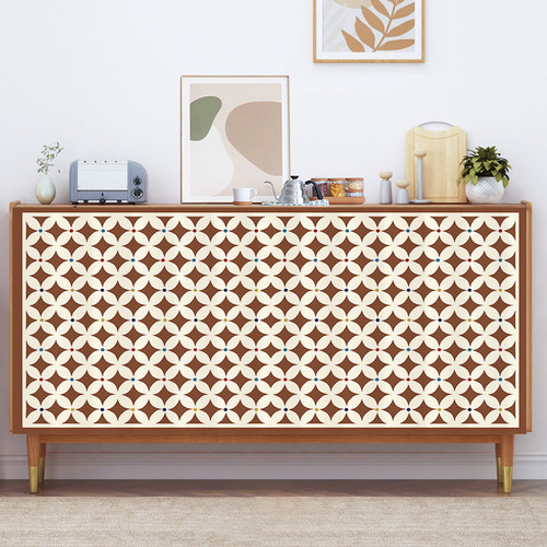 复古格子遮挡帘柜子防尘帘魔术贴