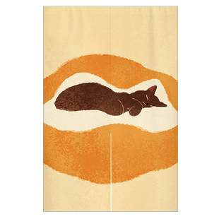 简约猫咪装饰门帘隔断帘家用棉麻布遮挡房间卧室半帘卫生间挂帘子