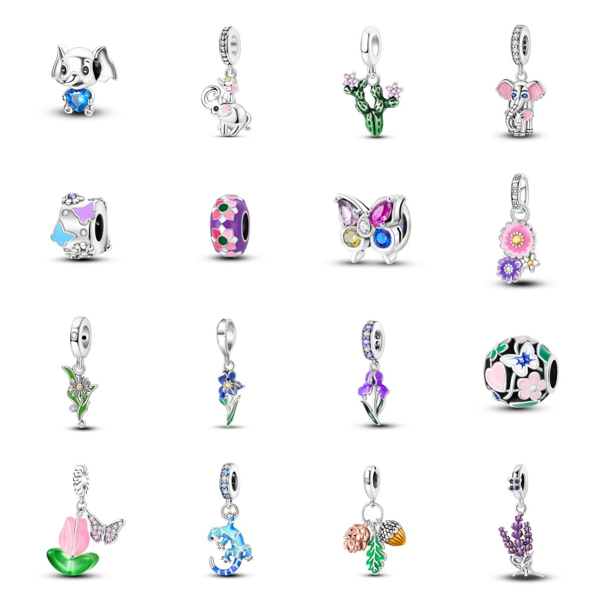 2025热销beads串珠手链配件白铜镀银吊坠潘家风格珠子饰品跨境