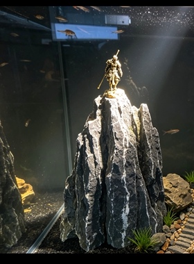黄铜合金微景观鱼缸造景装饰品摆件中世纪古代人物伞手办微缩小人