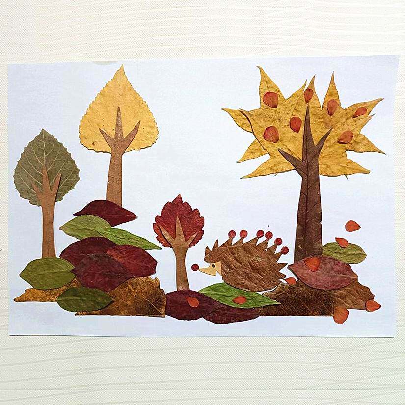 树叶贴画真树叶幼儿园手工成品创意材料包秋天孩小学生diy粘贴画