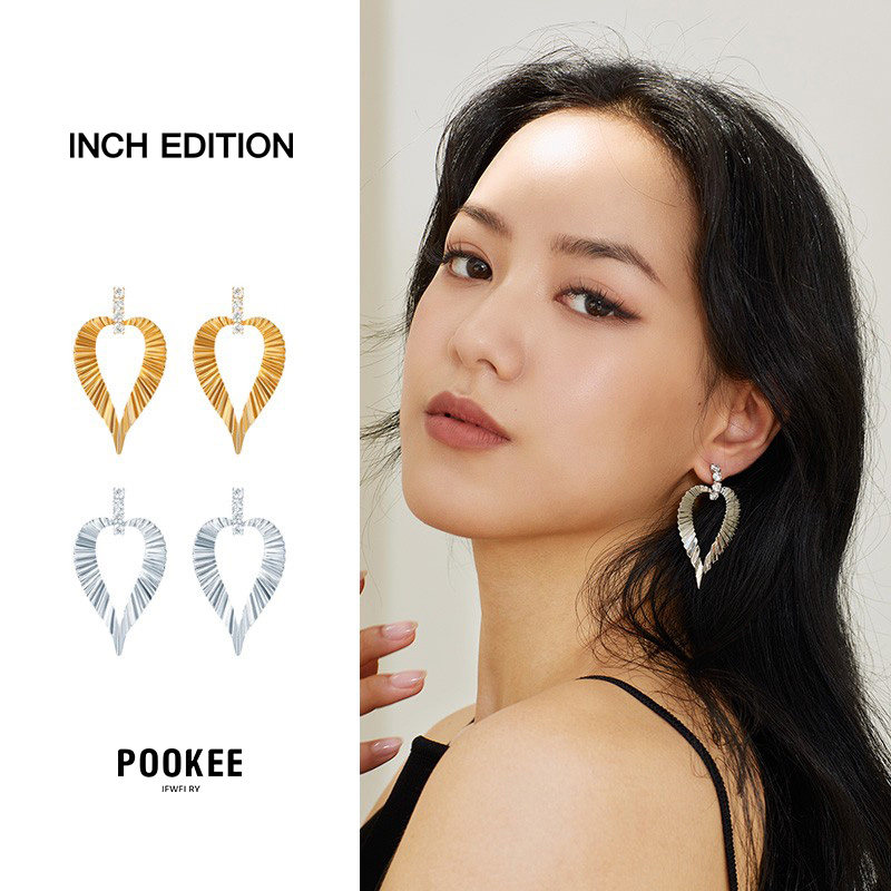inch edition 正品 爱心波浪纹耳环金属原创简单百搭饰品首饰