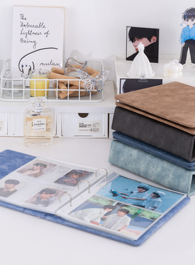 追星家大A5牛仔卡册爱豆专辑小卡明信片生写收纳册韩国活页三孔卡册内页三寸四寸六寸皮质相册本周边