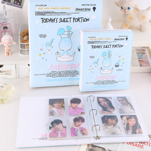 夏日冰饮A4九宫格四宫格卡册小卡明信片镭射票收纳册活页相册本生写拍立得相册六寸小众高颜值卡册大容量