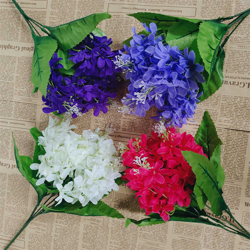 薰衣草风信子仿真花束塑料假花干花田园花槽栅栏插花家居摆件装饰