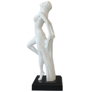 创意美女人物雕塑艺术装饰工艺品现代简约家居客厅样板房白色摆件