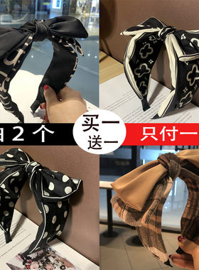 网红爆款双层发箍纯色绒布女式