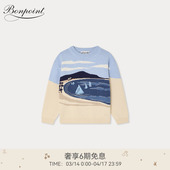 圆领套衫 2026春夏大童卡通图案长袖 Bonpoint童装 新品