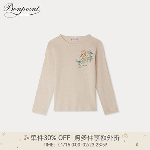 【新品】2025秋冬女大童动物图案长袖T恤衫Bonpoint童装