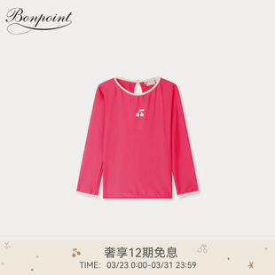 系扣泳衣小樱桃童装 Bonpoint2026春夏女大童樱桃图案长袖 新品