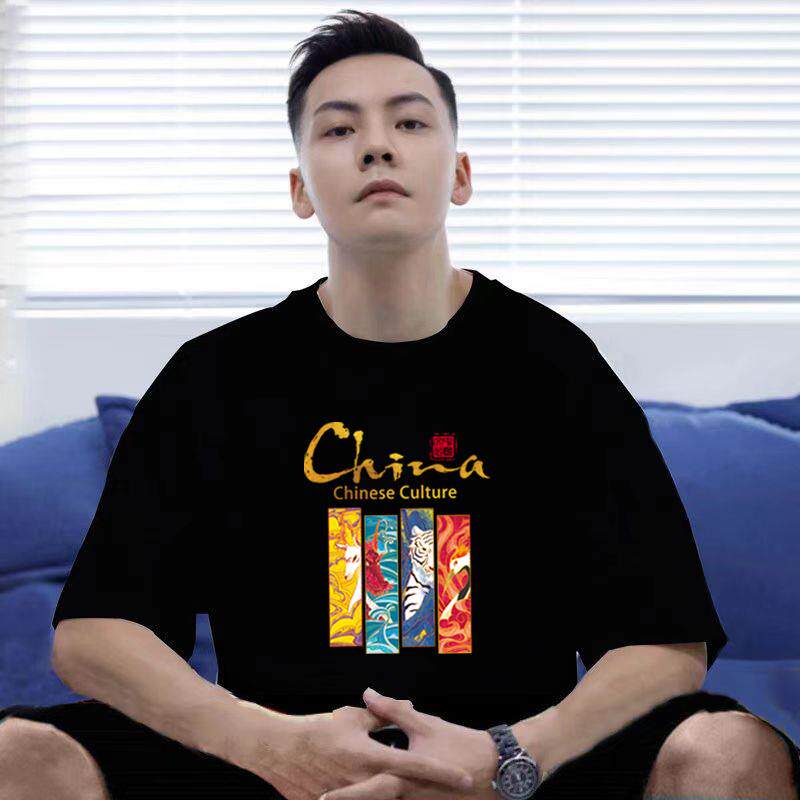 2025新款潮牌短袖t恤男女国潮夏季纯棉圆领宽松半袖休闲情侣体恤