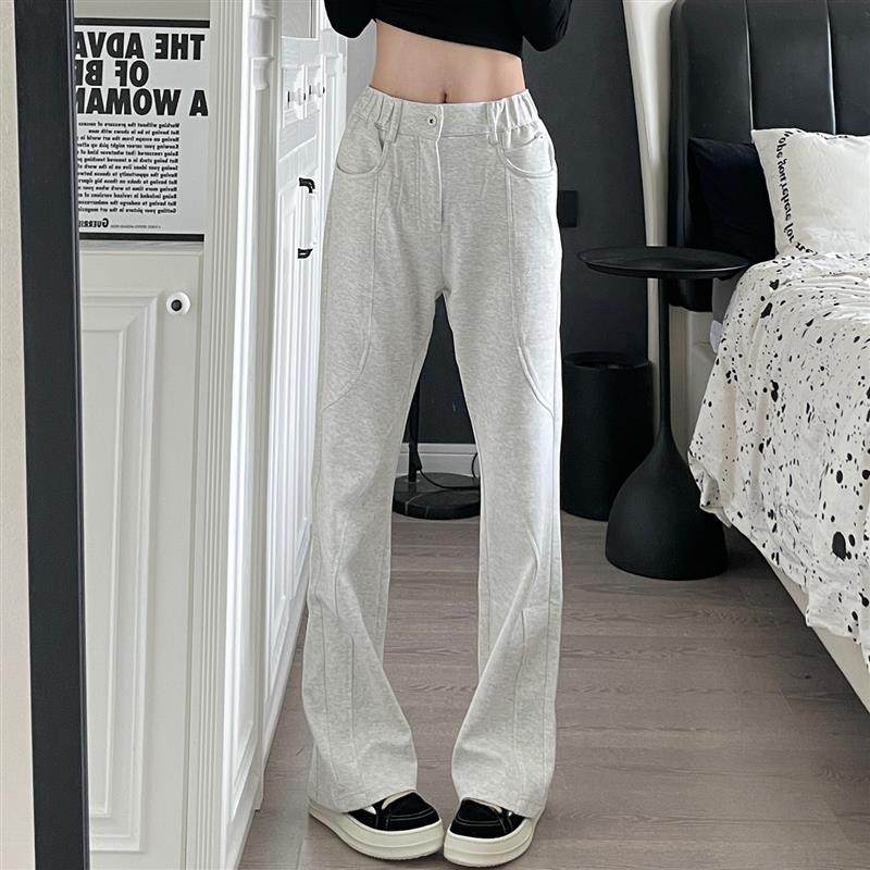 9002up美式复古微喇叭裤子潮流新款修身卫裤百搭通勤休闲裤男高街