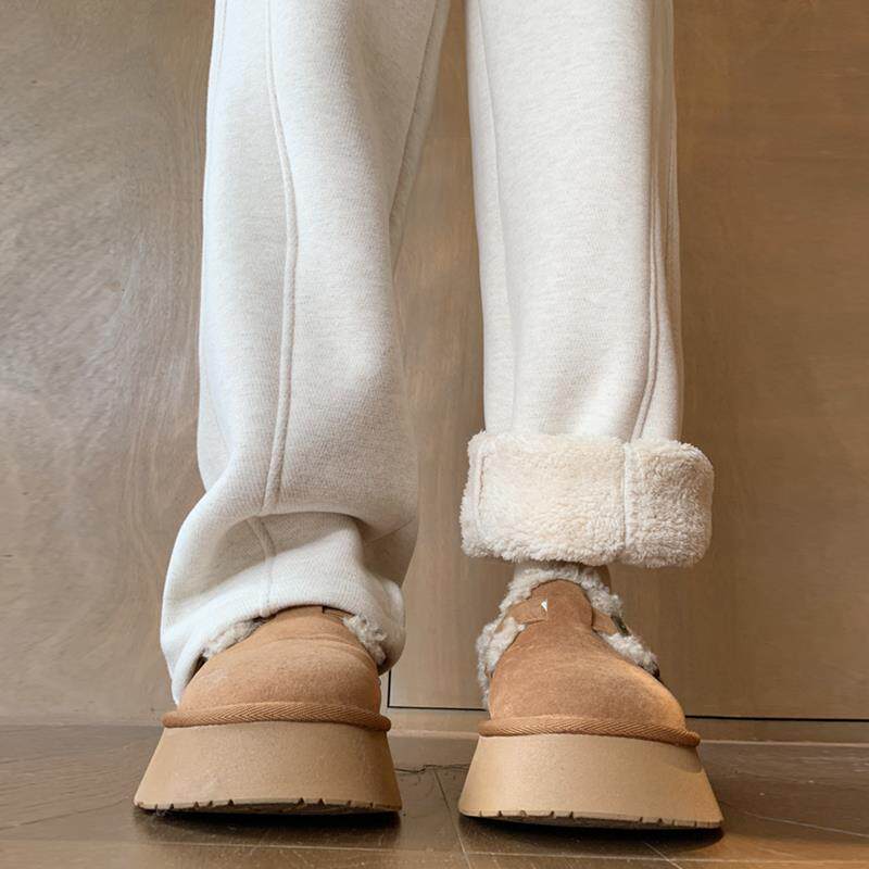 羊羔绒棉裤女款冬季2024新款外穿白色阔腿裤女秋冬款加绒加厚裤子