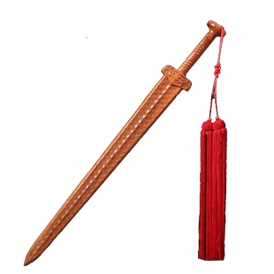 桃木剑勾践剑挂件木雕饰品国潮锻炼晨练